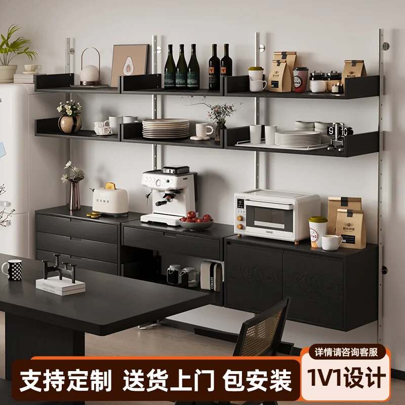 

Edge cabinet, wall-to-wall integrated locker, living room rack, solid wood kitchen cabinet