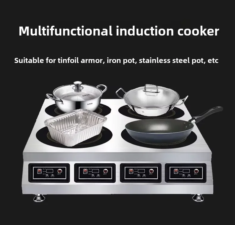 Commercial stainless steel high power induction cooker electric contact concave frying pan flat wok desktop combination