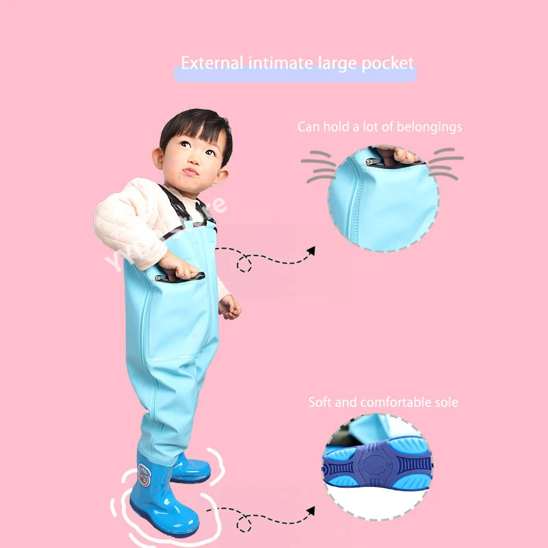 Children's One-piece Diving Pants Beach Catching Sea Children Catching Fish Rain Boots Kindergarten Waterproof Clothes