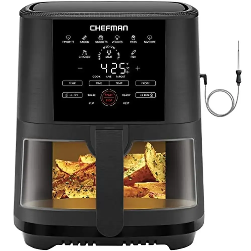 5-Quart Air Fryer with Probe Thermometer 8 Cooking Presets Easy-View Window Meals in Minutes Customized Crisp Easy to Clean