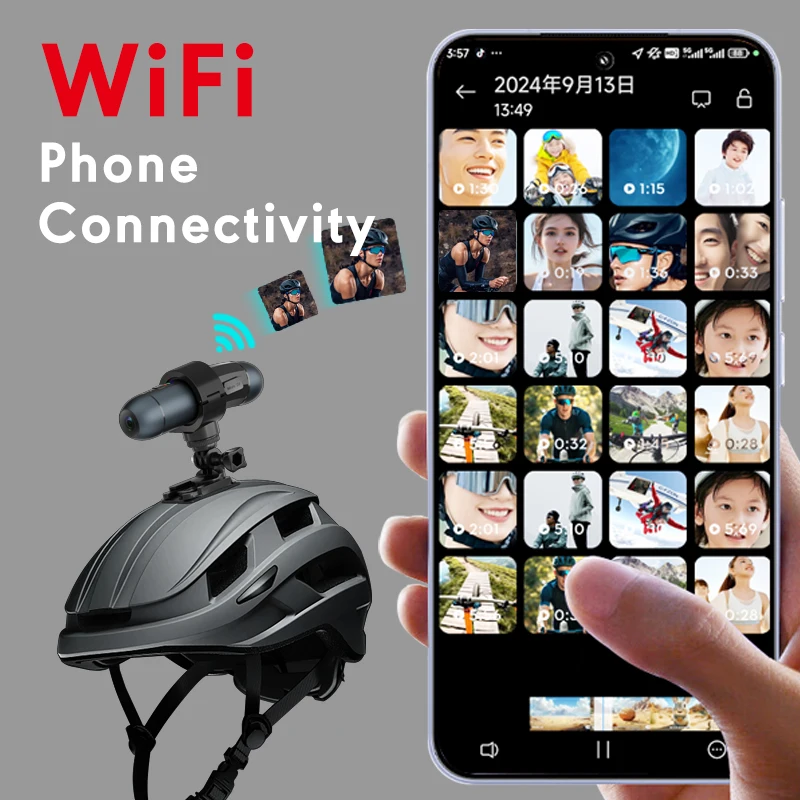 Premium WiFi 2K Front and Rear Camera HD Soocoo Hunting Motion Camcorder Helmet Mount Mini Body Waterproof Sports Video Cam