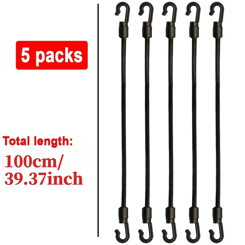 5 Pack 100cm Adjustable Elastic Tie Down Bands Hooked Heavy Duty Bungee Cords For Home Daily Securing