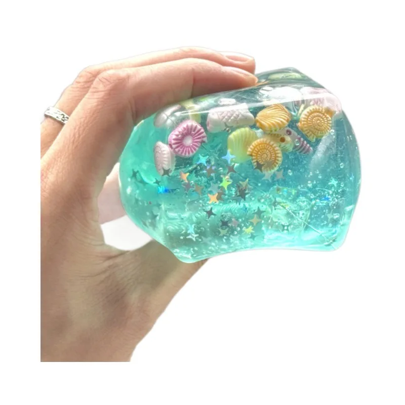 

Summer Ice Cube Fidget Toy Sensory Stress Reliever with Island Sea Shell Design Office Desk for Kids Adults Never Melts Squeeze
