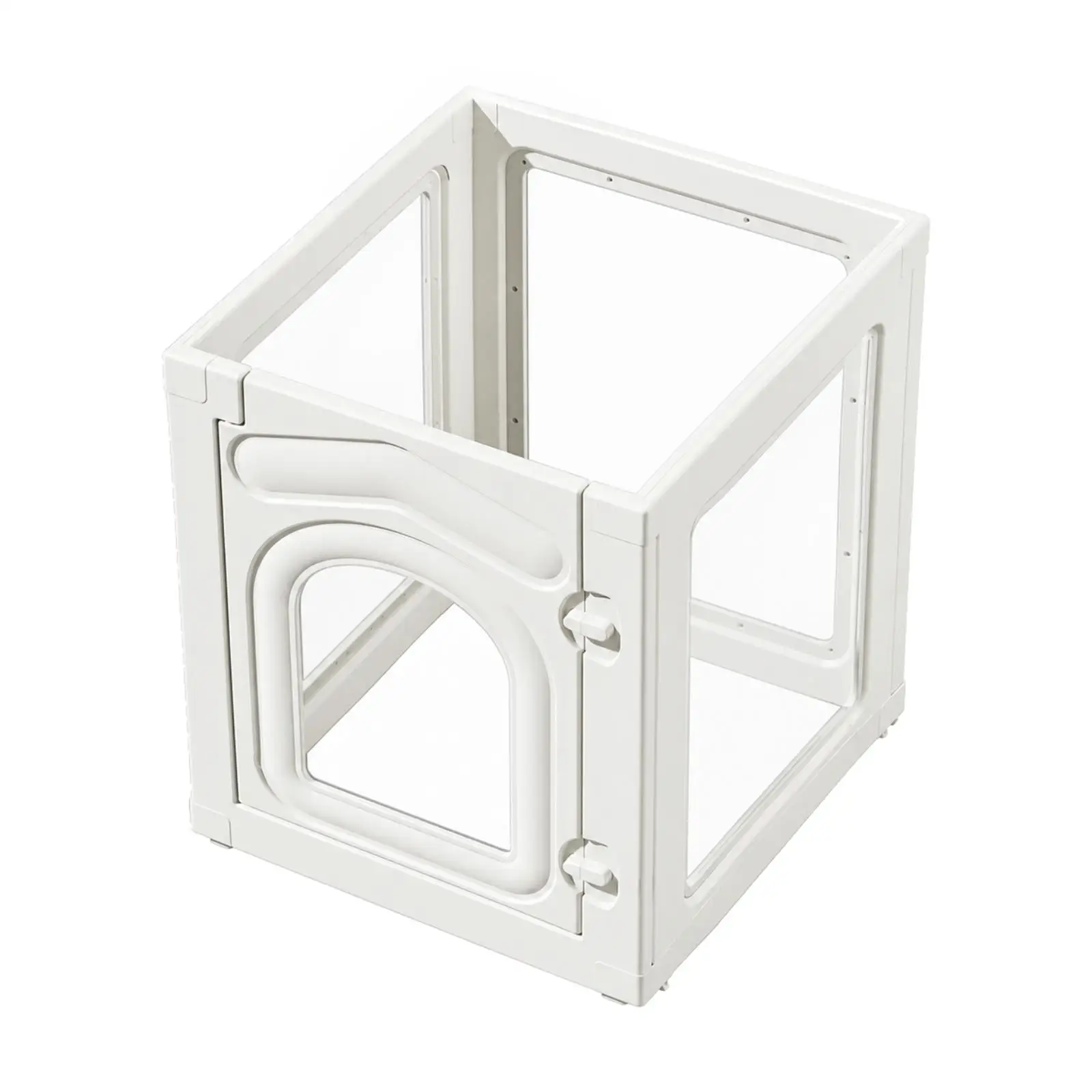 Indoor Kennel Transparent Modular Pet Enclosure with Latch Door Freestanding Pet Barrier with Clear Panels Wipe-Clean