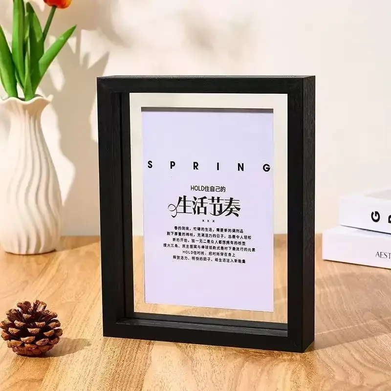 Double-Sided Transparent Wooden Photo Frame - Creative Specimen Display Frame for Minimalist Decor or Tabletop Use
