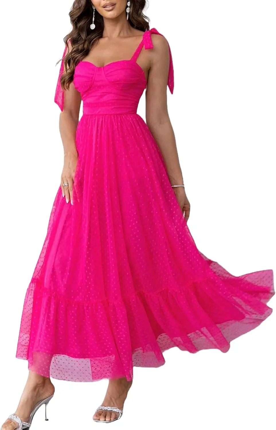 

Summer Cocktail Dresses for Women Tie Shoulder Semi Formal Dresses Hem Mesh Birthday Wedding Guest Dress Homecoming Dresses