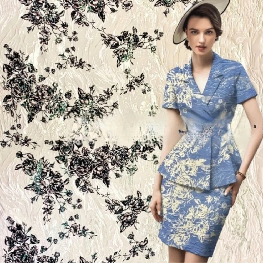 

Брендовая жаккардовая парчовая ткань розового цвета для пиджака, модная тканая ткань, ткань для платья на метр, швейный материал