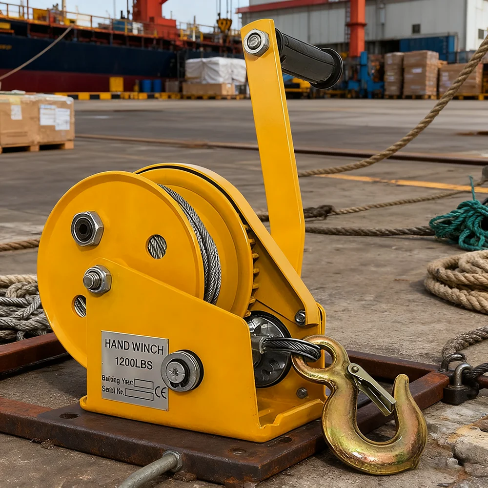

1200lbs Hand Crank Two-way Self-locking Manual Winch Small Portable Traction Hoist for Boat Trailer Cargo Towing Device