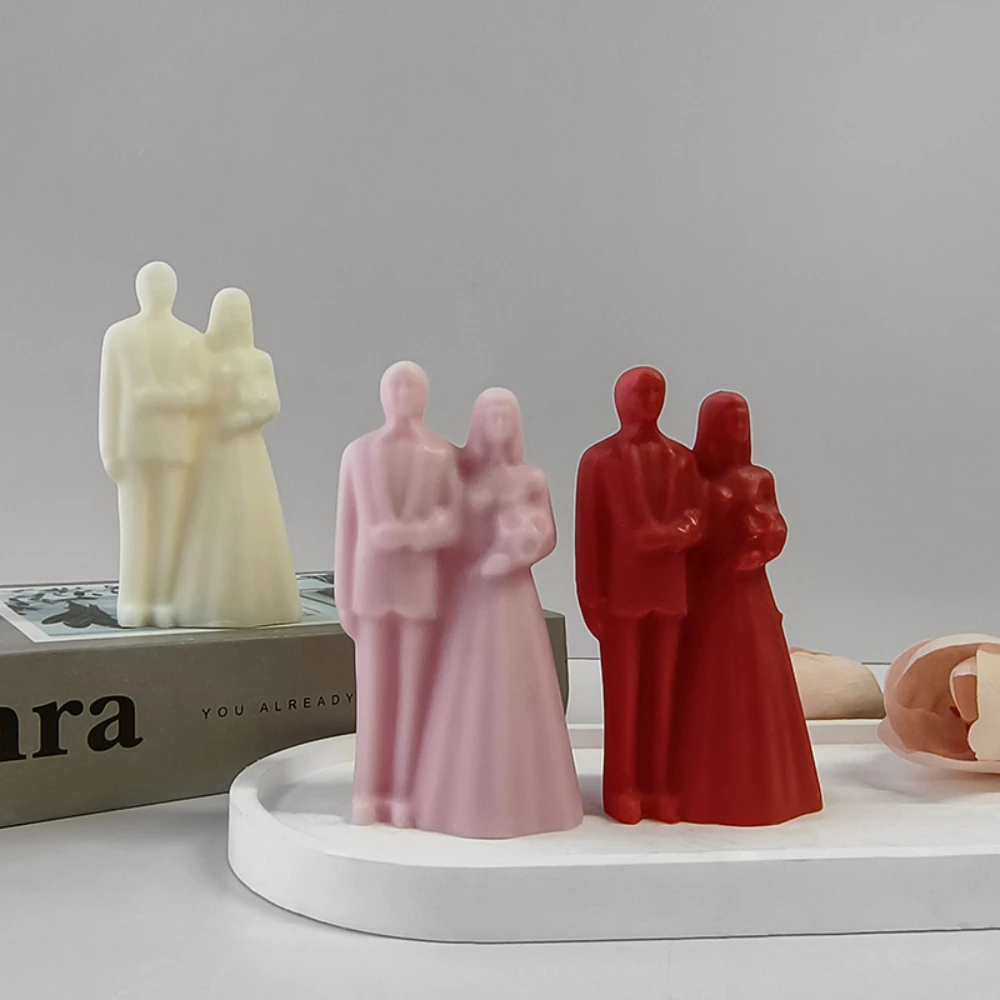 Molde de vela de abrazo de pareja 3D, retrato de cuerpo humano, herramienta de fabricación de jabón, bricolaje, decoración de yeso para coche de boda, novio, novia, molde de silicona, recuerdo