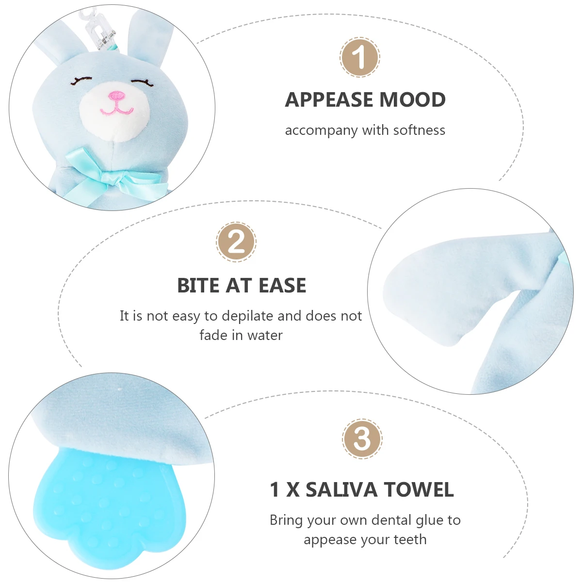 

Baby Towels Soothing Gum Cartoon Animal Saliva Pacifying Appeasing Toy Blue Child