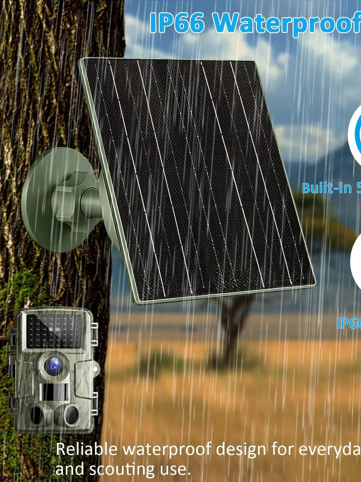 New 5W/10W Solar Panel Built-In Battery Adjustable 6V/12V IP66 Waterproof Charger 360° Bracket For Trail Hunting Security Camera