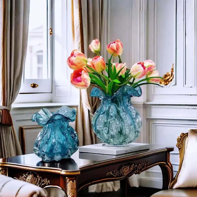 Modern Glazed Ceramic Vase Money Bag Shape Flower Arrangement Home Decor Lucky Wealth Ornament for Living Room Table