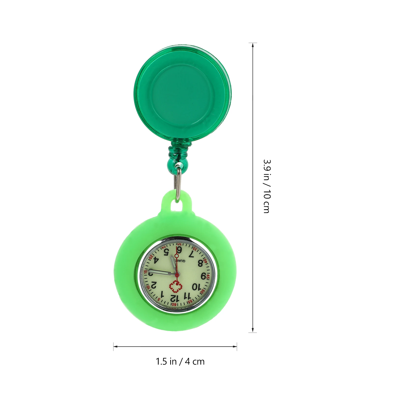 

Nurse Watch Luminous Pocket Clip-on Quartz Clock with Green Carabiner Pendant for Women Students