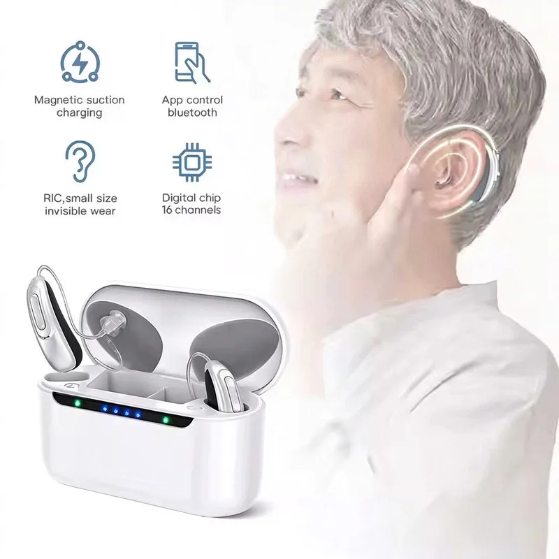 16 Channel DSP Noise Reduction Earphones Bluetooth App Control 4 Working Modes RIC Invisible Wear Earbuds For Seniors  Daily Use