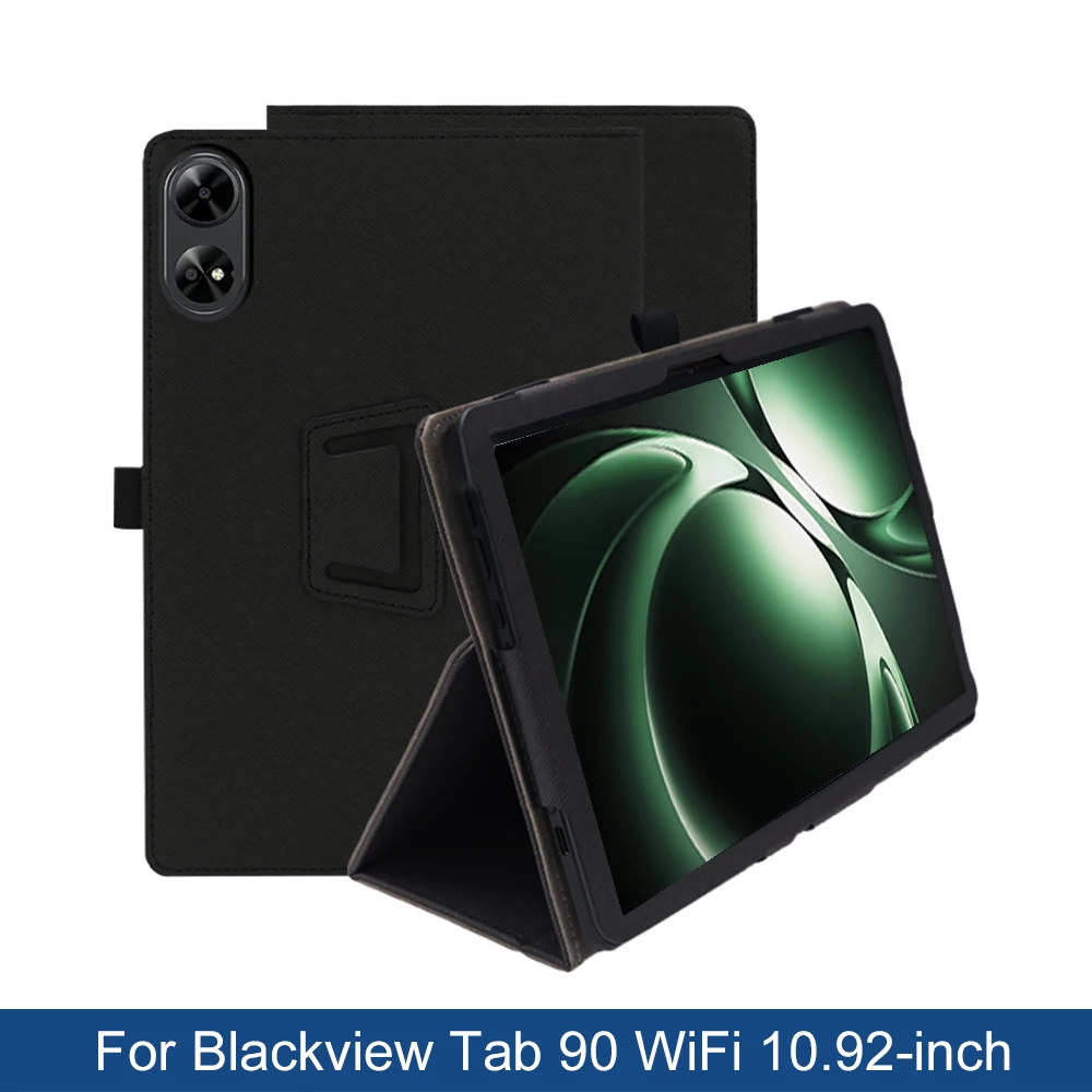 Funda Case For Blackview Tab 90 WiFi 2024 10.92" inch Tablet PC PU Leather  Two-fold stand Adsorption Case Cover with Hand Strap