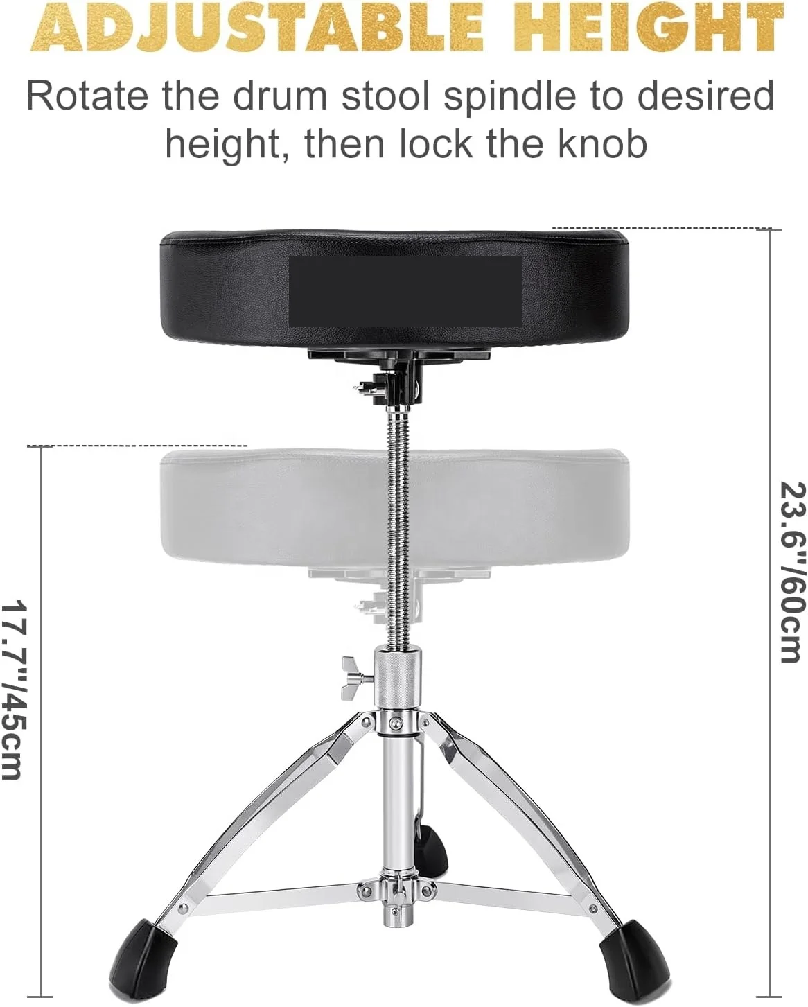Heavy‑Duty Adult Drum Throne Height Adjustable Black PU Padded Seat Metal Frame Drum Stool For Drummers Percussion Kit Accessory