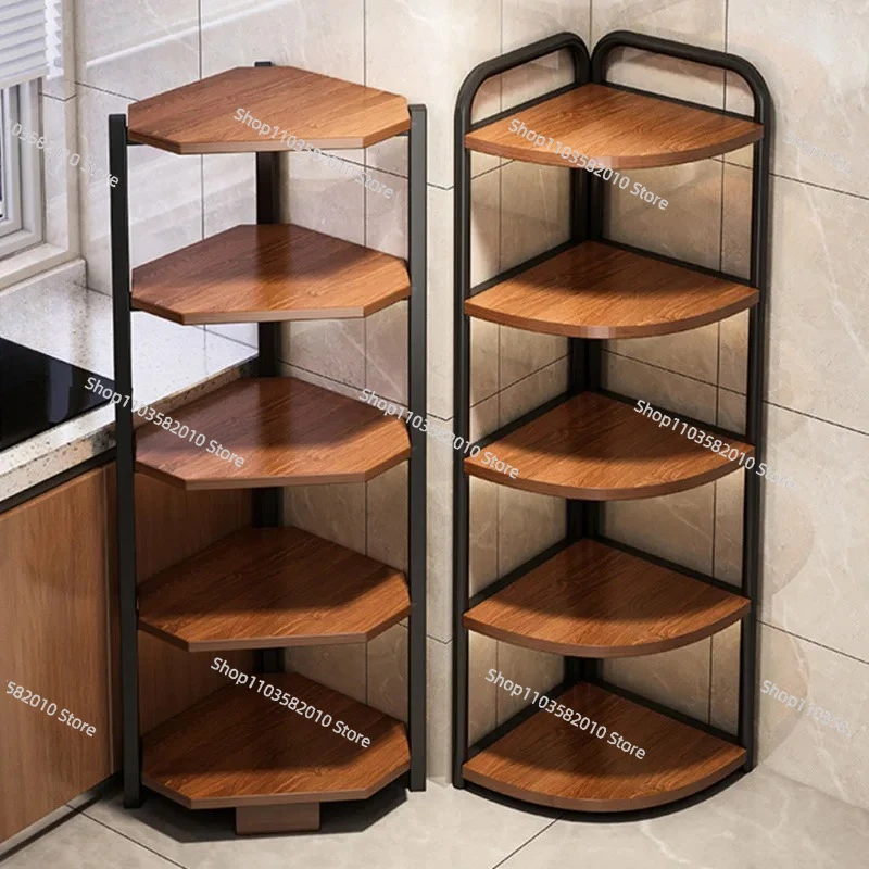 Floor Standing Corner Storage Cabinet, Full Height Triangular Corner Shelf, Multifunctional Bookshelf for Living Room Bedroom