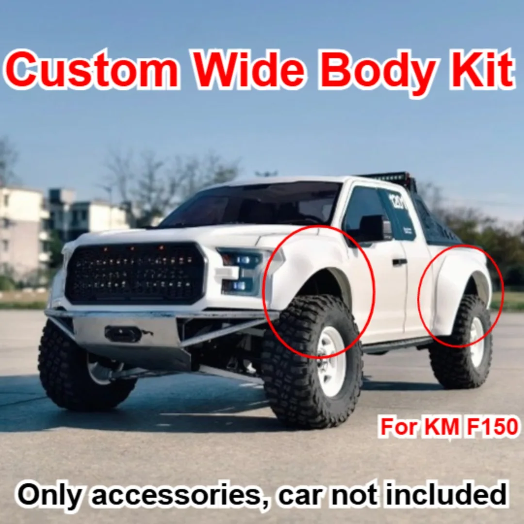 3D Printed Wide Body Kit For KM F150 1/8 RC Pickup Car Custom Model Number Decorative Styling Parts Decor Upgrade Accessories