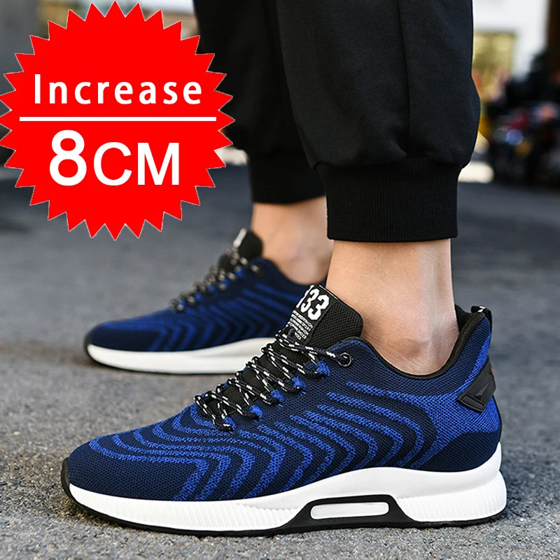 Heren Lift Sneakers Onzichtbare Hoogte Toenemende Schoenen Ademende Veters 6Cm Groter