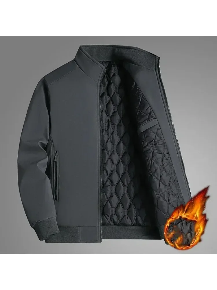 

Jacket for Men Thick Stand Collar Solid Winter Jacket Men Waterproof Warm Business Casual Men Coats Classic Thermal Coat