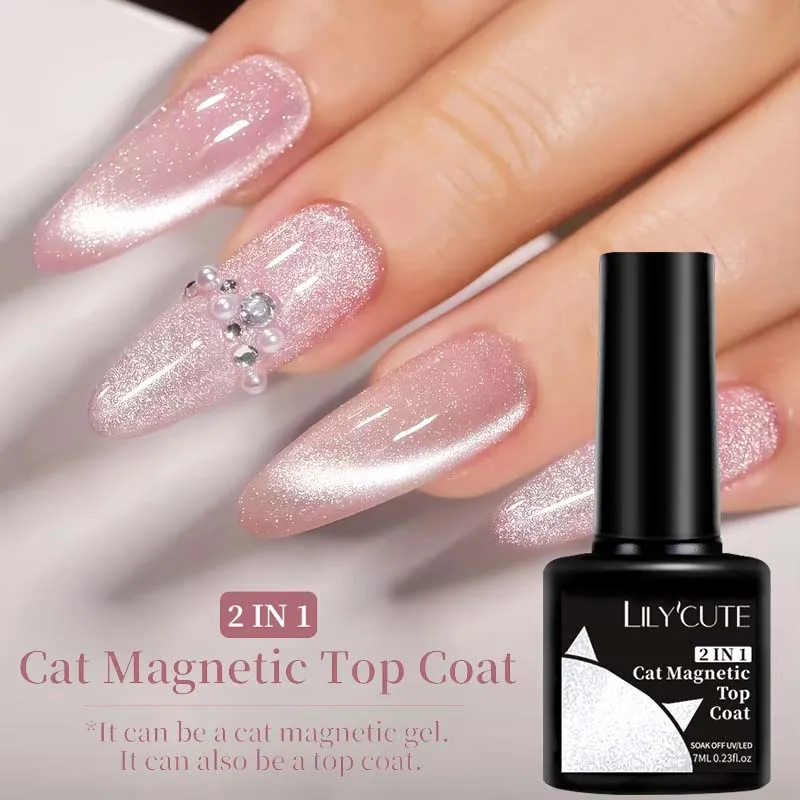 릴리큐트 7ml 캣 마그네틱 탑 코트 네일 폴리쉬 쏙 오프 풀 커버리지 고져스 컬러 젤 매니큐어 네일 아트 젤 바니쉬