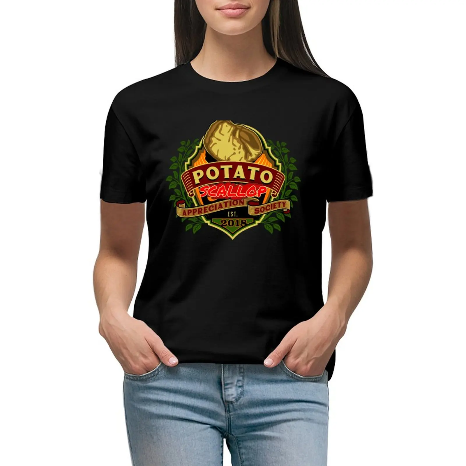 

Potato Scallop Appreciation Society Official Tee T-shirt kawaii clothes Short sleeve tee T-shirts for Women