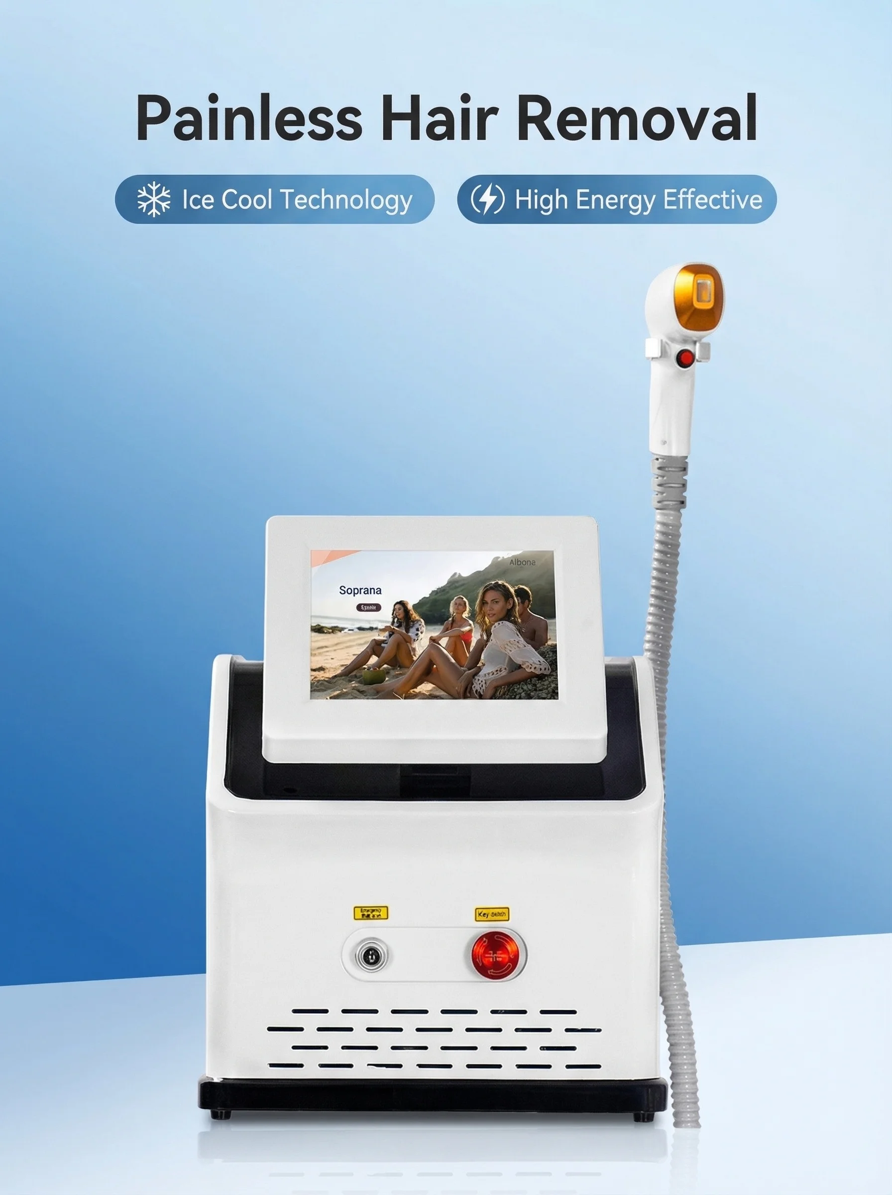 Diode Laser Hair Removal Machine Painless Permanent Whole-Body Solution Sapphire Freezing Point Technology Safe Fast for Salons