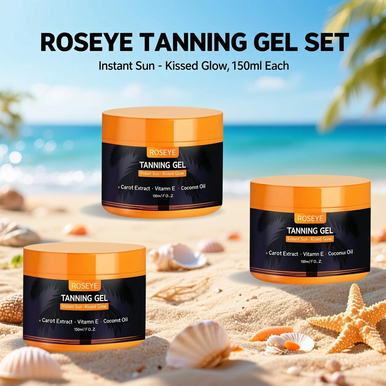 

3PC Intensive Tanning Gel Natural Tanning Accelerator Cream Gel Brown Tanning Gel for Sunbeds Outdoor Sun Body Care 150ML