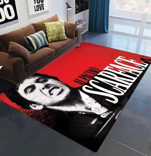 Retro S-Scarface Doormat Vintage Non Slip Carpet for Living Room Sofa Decor Modern Floor Mat for Men Bedroom Durable Area Rug