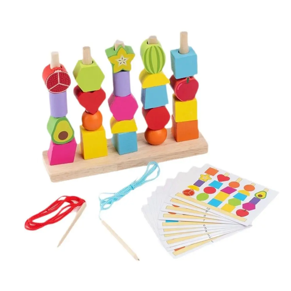 Wooden Early Childhood Education Toys Intellectual Training Hand-brain Coordination Bead Cylinder Stacking Toy Montessori