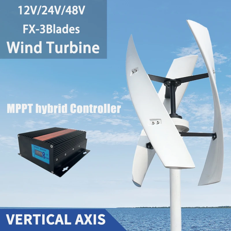 15KW Vertical Wind Turbine Generator 12V 24V 48V Alternative Free Energy Windmills With MPPT Hybrid Controller For Home use