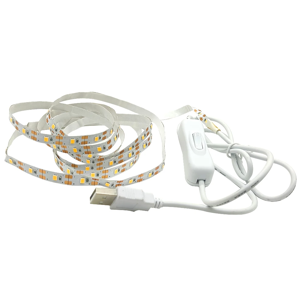 USB White LED Strip Light para decoração de TV, iluminação do feriado, TV Backlight, Natal, SMD 2835, 5V