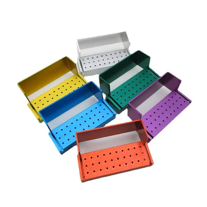 30 Holes Aluminium Dental Bur Holder Block Autoclavable for High/Low Speed Handpiece Needles Drills Sterilization Holder