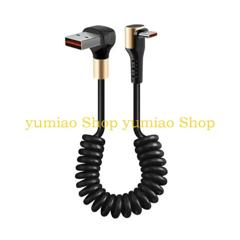 587B 66W Fast Charging Type C Coiled Retractable Cable Flexible Angled Design for PC