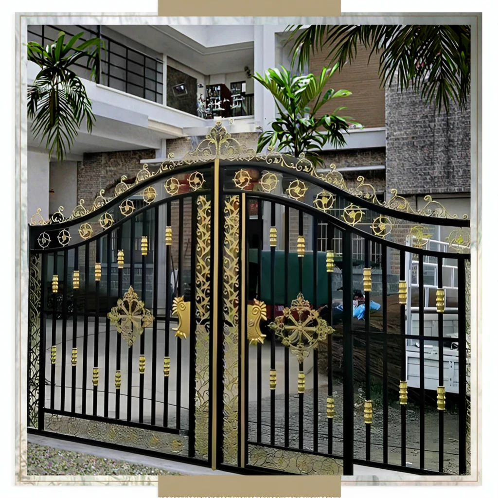 Customization European Style Modern Galvanized Steel Courtyard Gate Metal Villa Exterior Wall Anti-theft Gate with 3D Modeling