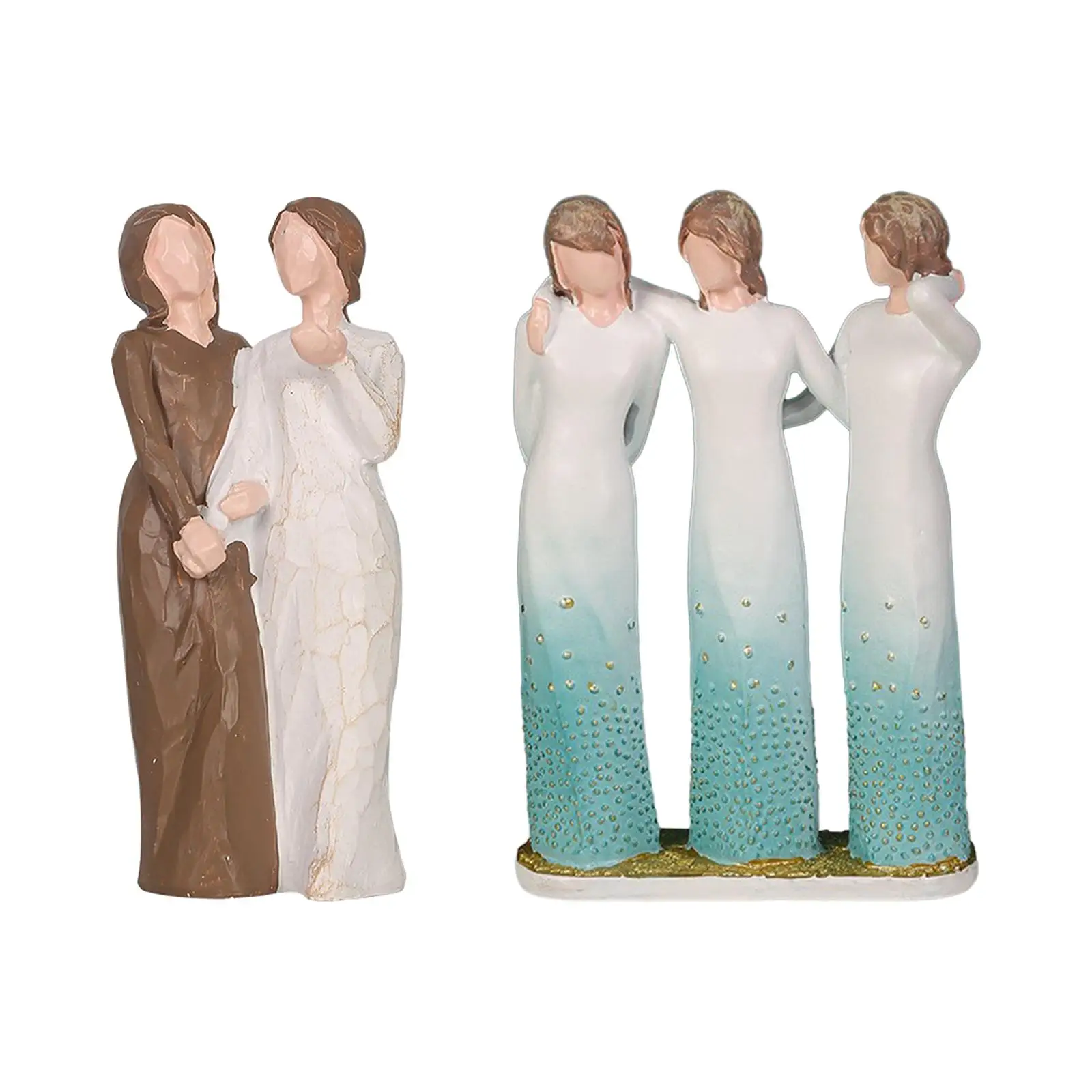 Sister Figurine Tabletop Sculpture Hand Painted Figure Sister Gifts for Centerpiece Thanksgiving Christmas Bedroom Home Decor