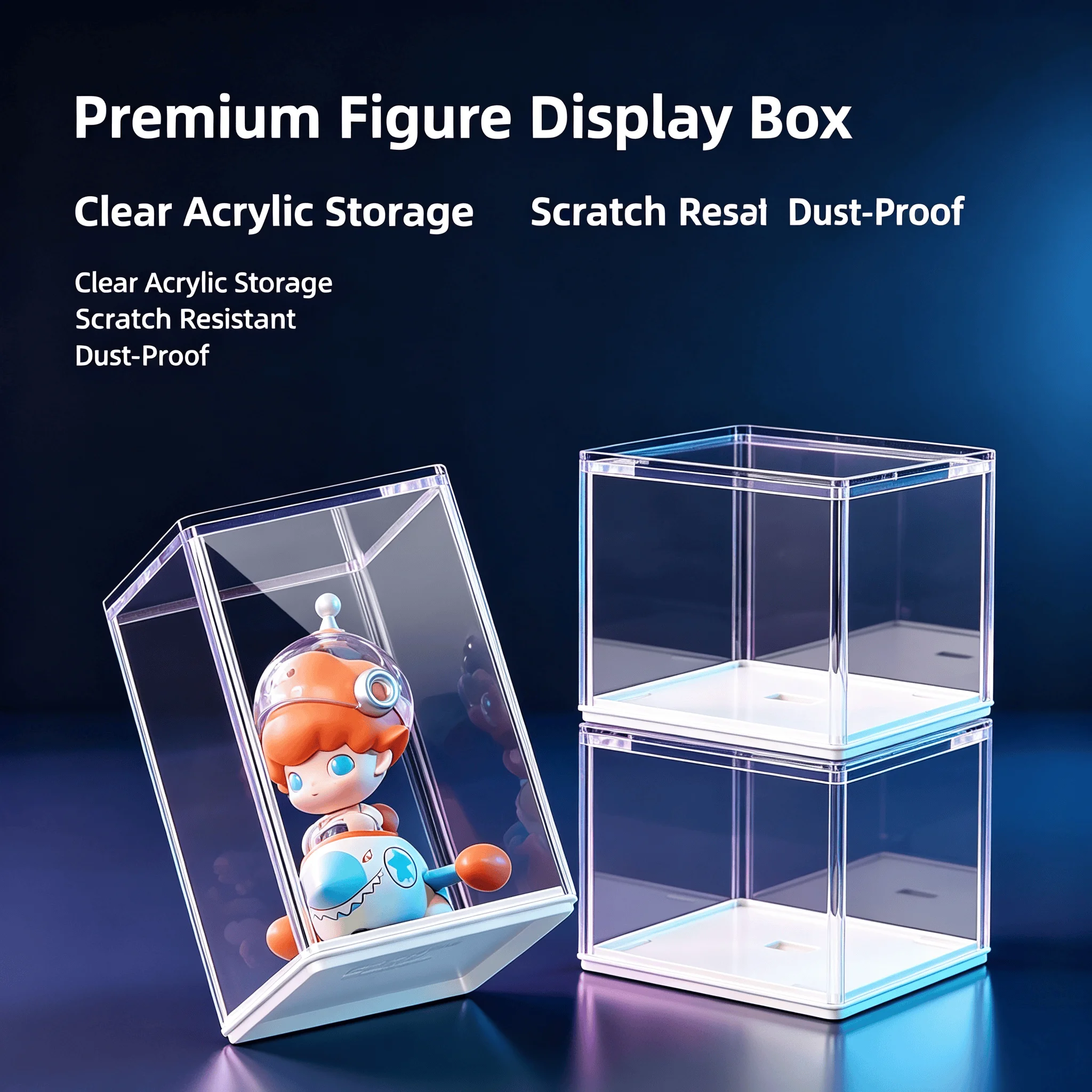 Dustproof Stackable Figure Storage Box Clear Acrylic Blind Box Display Case For Action Doll Desktop Collectible Organizer Holder