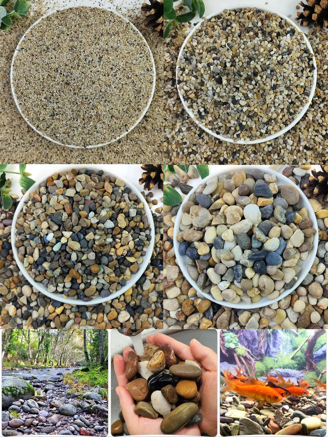 Natürliche Flussfelsen, 1/4" Aquariumkies, kleine Felsen für Pflanzen, Erbsenkies für Aquarium, dekorative Kieselsteine für Gartenarbeit, Flo – Detail 1
