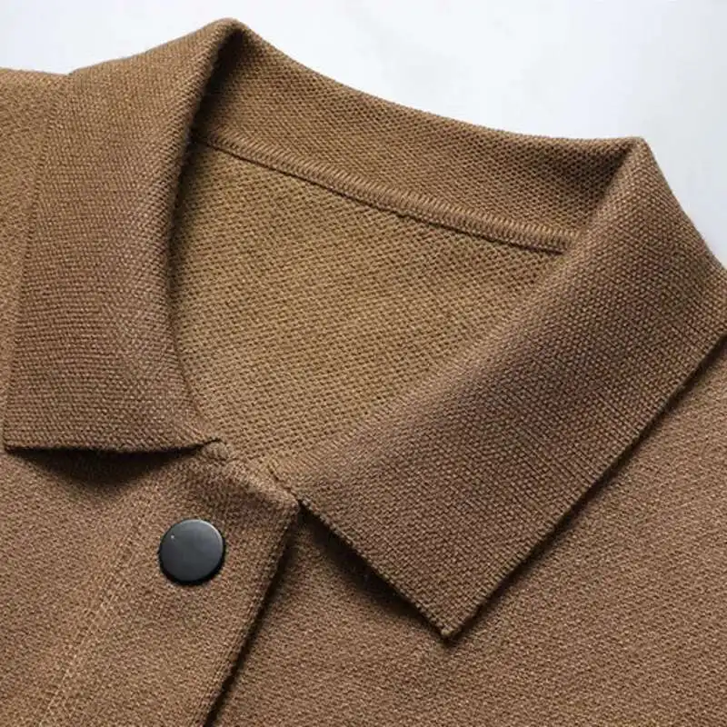 2023 한국 카키 블랙 그레이 빅 사이즈 재킷, 단색 카디건 재킷, 남성 니트 캐주얼 심플 라펠 루즈 가디건 코트