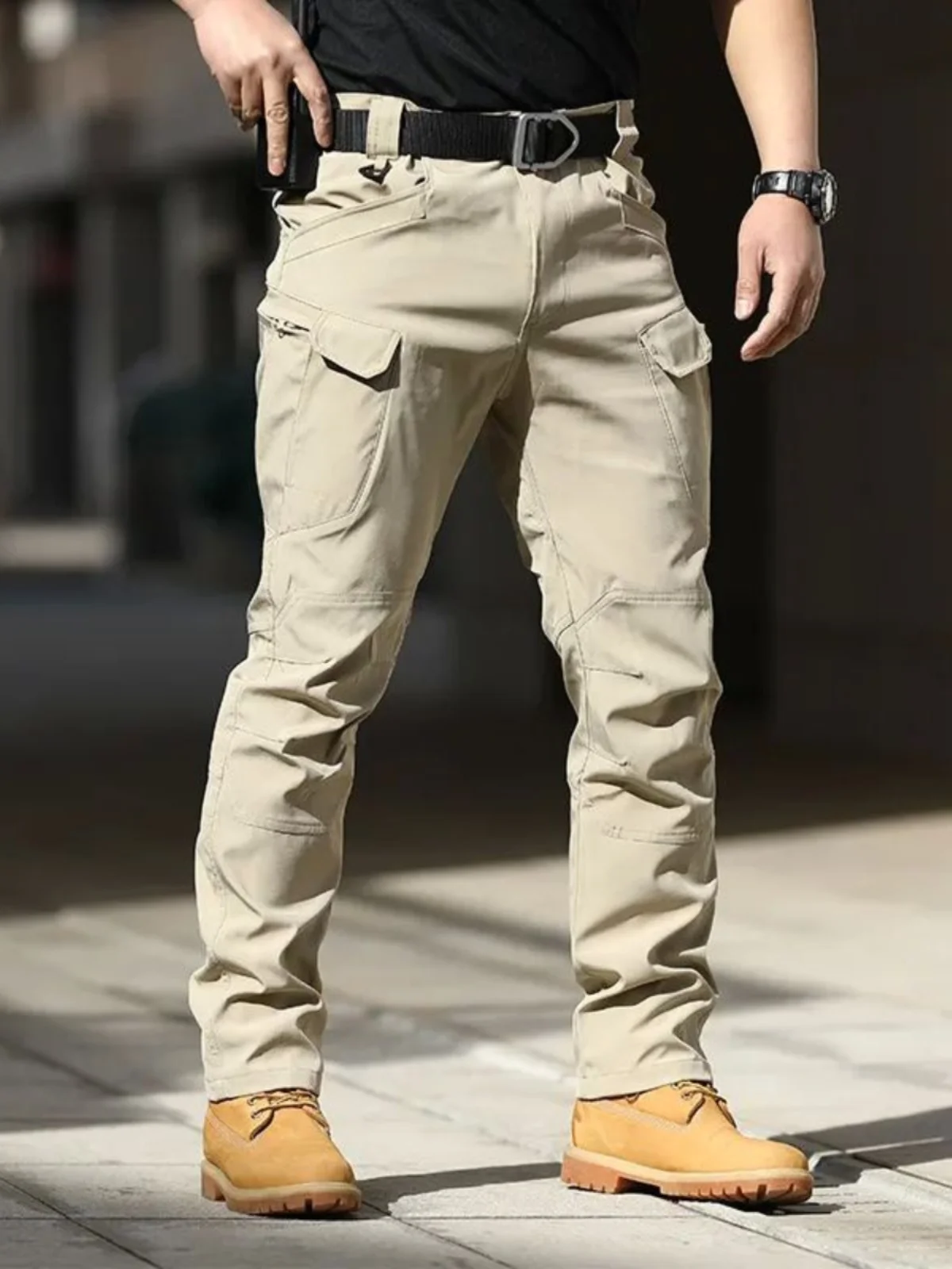 

Men's Straight Leg Workwear Trousers Multi-ket Casual Pants Mid-Waist Slim Fit Long Trousers Autumn Season Faion