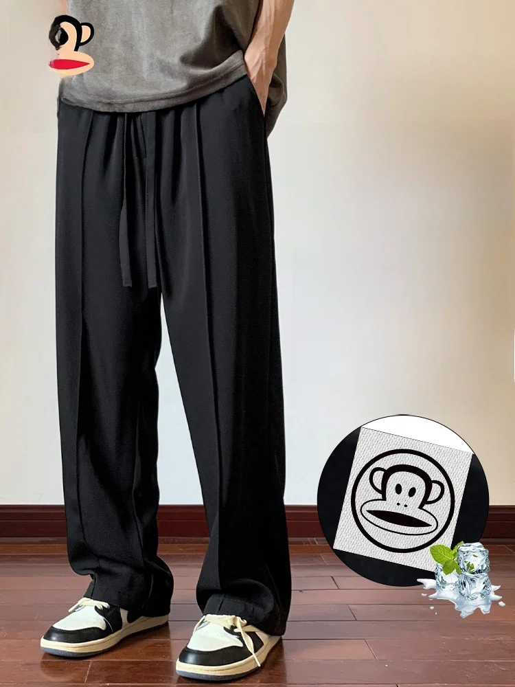 

Мужские летние легкие прямые брюки Paul Frank из ледяного шелка свободного кроя для спорта и повседневной носки, молодежные, модные, с охлаждающим эффектом