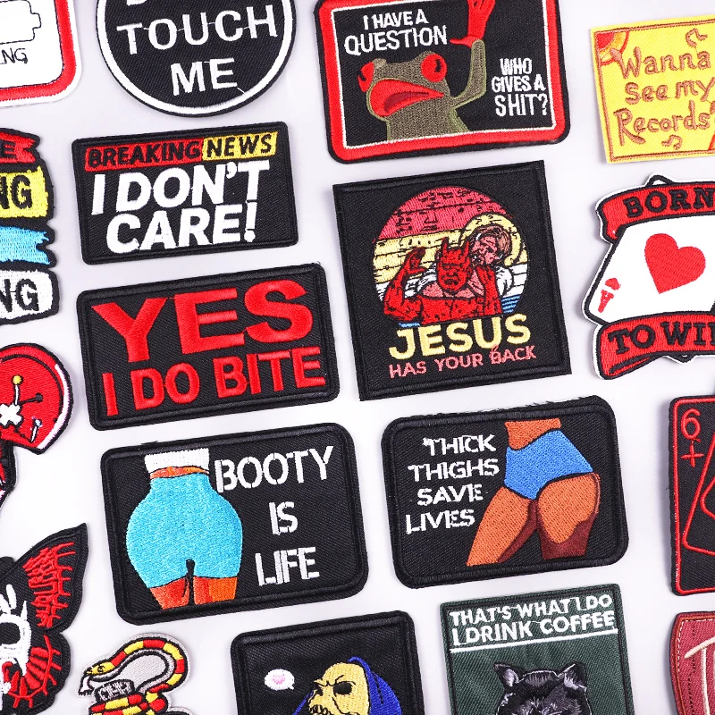 Hippie Rock/skull Embroidery Patch Cartoon/Punk Letter Patches For Clothes Iron on Patches For Clothing Jackets Sew Stickers DIY