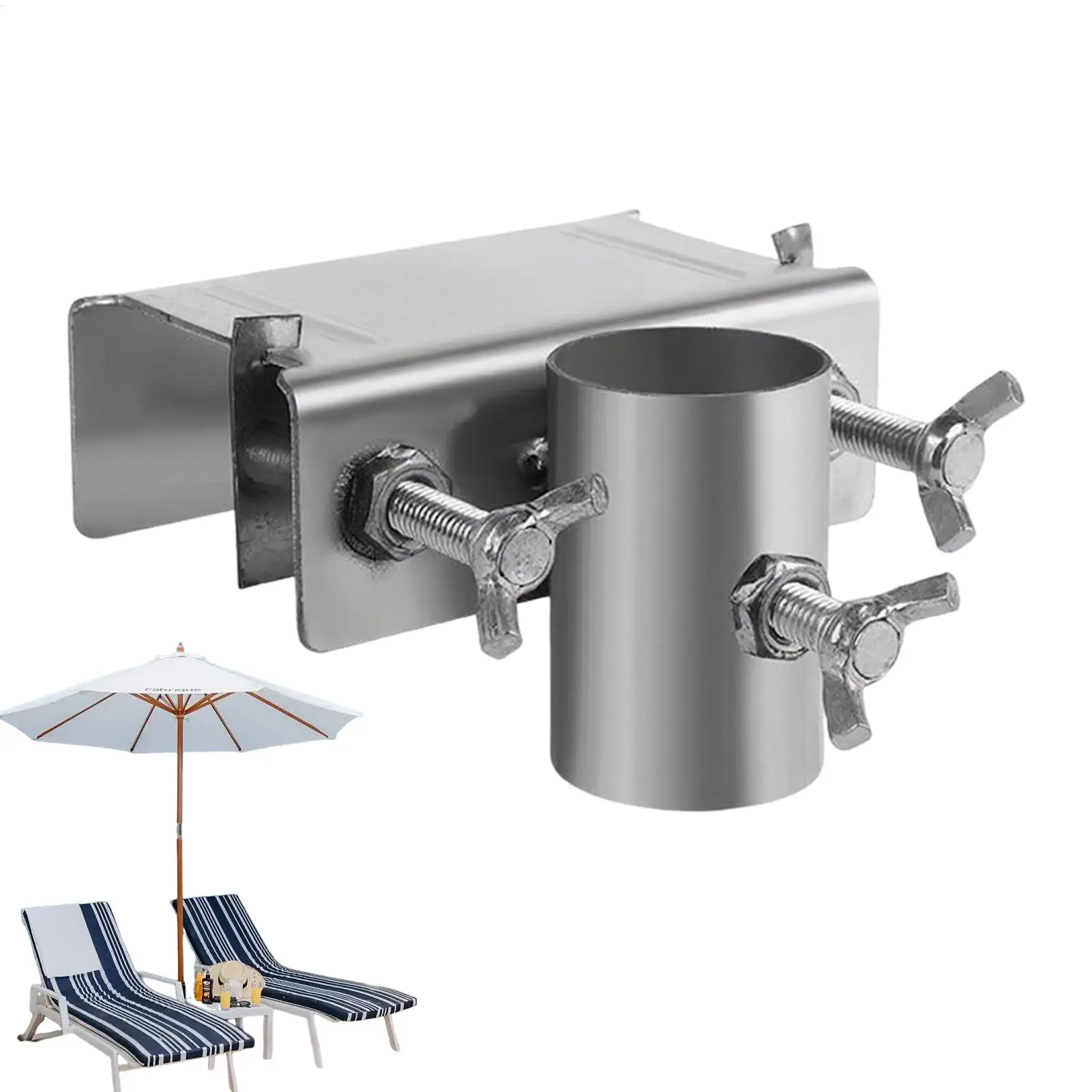Patio Balcony Umbrella Stand Clip Umbrella Holder for Deck Railing Adjustable Parasol Holder Clip Pole Stand Clip Bracket Base