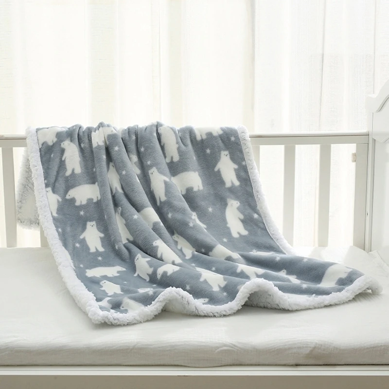 Fall Winter Thickened Quilts Flannel Receiving Blankets for Newborns Strollers