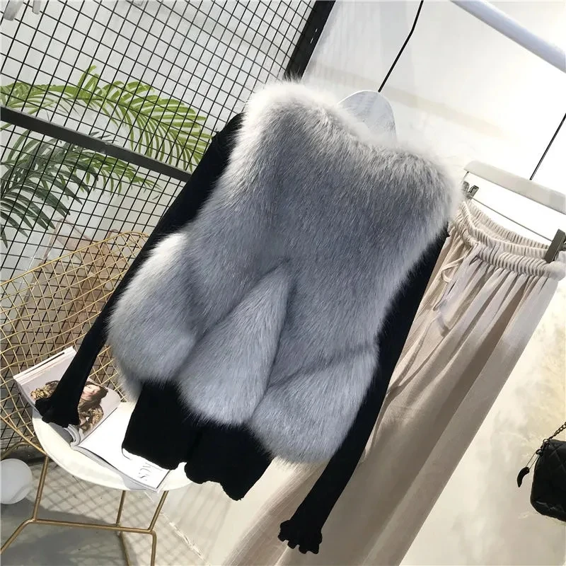 New 2023 Winter Casual Sleeveless Women\'s Faux Fur Vest Coat Fashion Temperament Versatile Faux Fur Female Tank Top Jacket