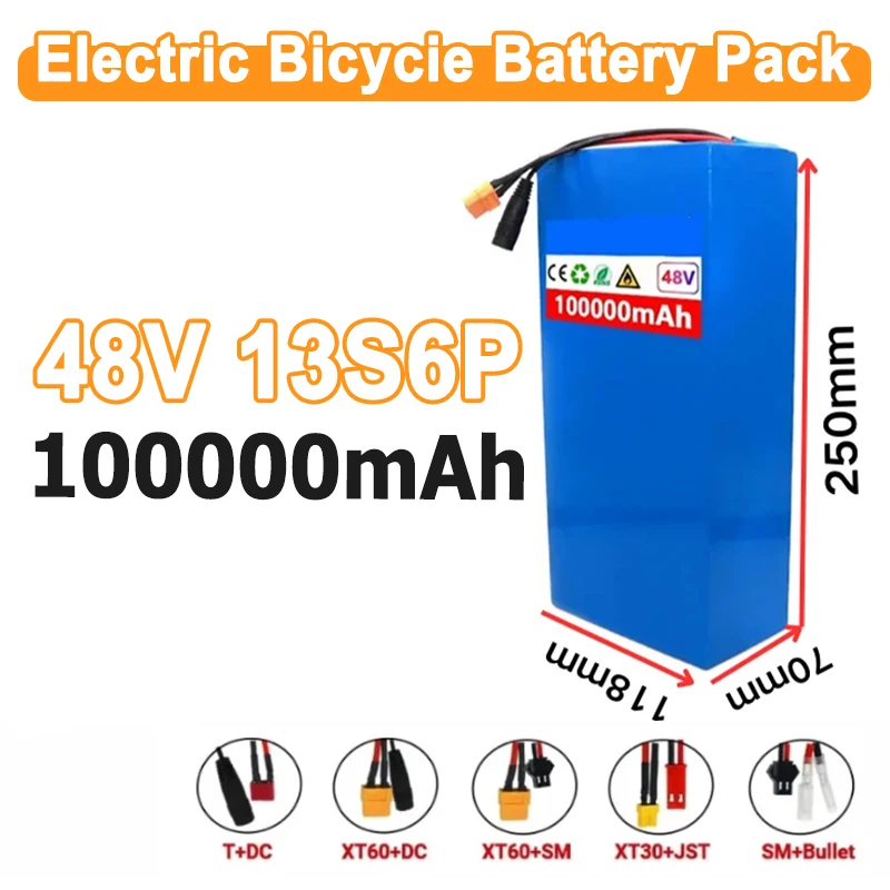 48v 100000mAh 2000W Citycoco Motorized Scooter Batteries Built in 50A BMS 48V 100ah 13s6p New Lithium Battery Pack