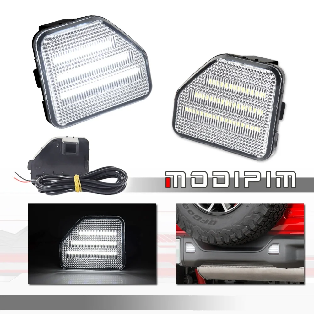 White LED Car Rear Bumper Reflector Lights For Jeep Wrangler JL Sahara Rubicon MOAB Trims 2018-up Backup Reverse Light Taillight