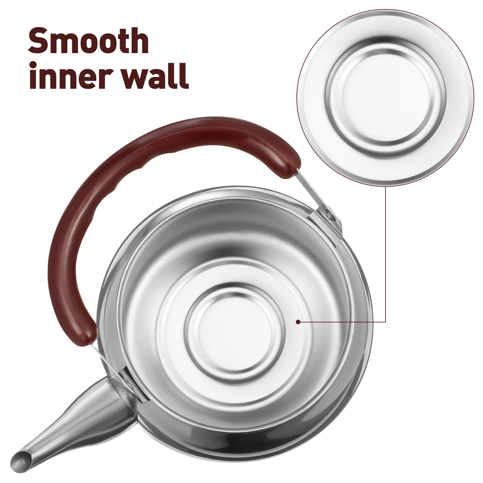 

1000ml Stainless Steel Whistling Tea Kettle Thickened Handle Kettle Suitable for Gas Stove Induction Cooker