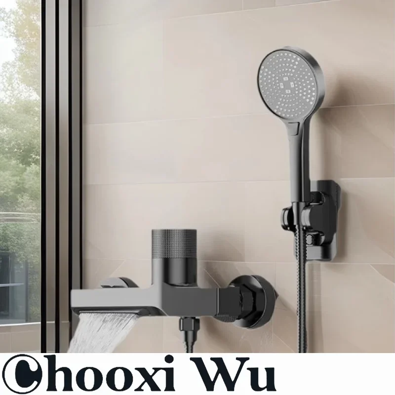 

Wall Mounted Chrome Brass Basin Faucet Dual Spout Hot Cold Water Mixer Tap for Bathroom Splitter Bath Shower Basin