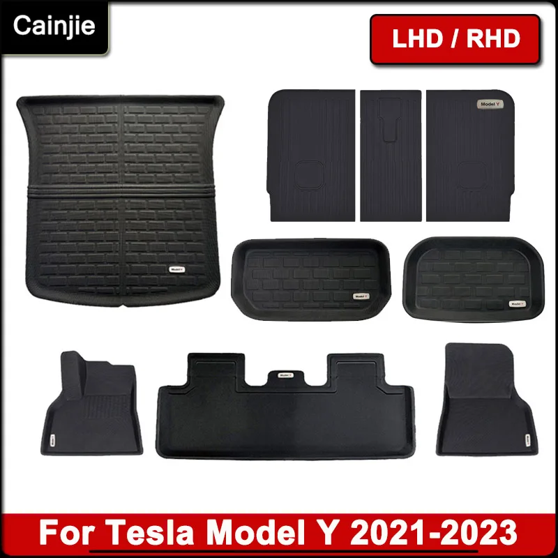 For Tesla Model Y 2023 Car Trunk Mat Floor Liner Accessories Upgrade XPE Fully Surrounded Waterproof Dirt-proof Pad Full Set